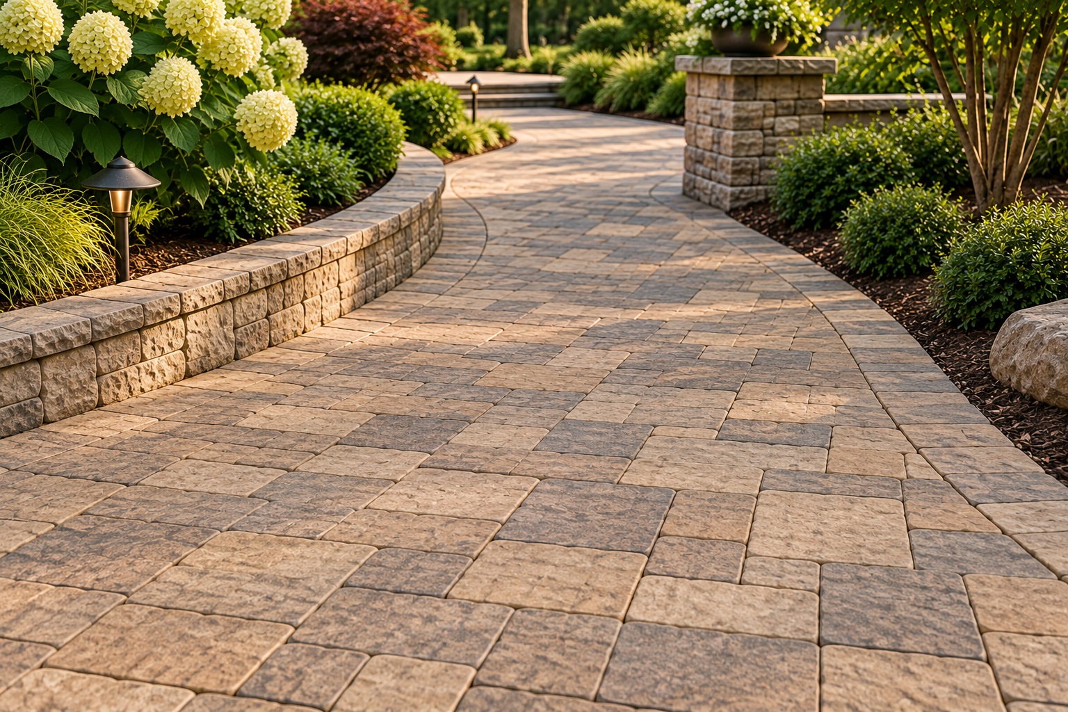 Natural finish sealed paver walkway