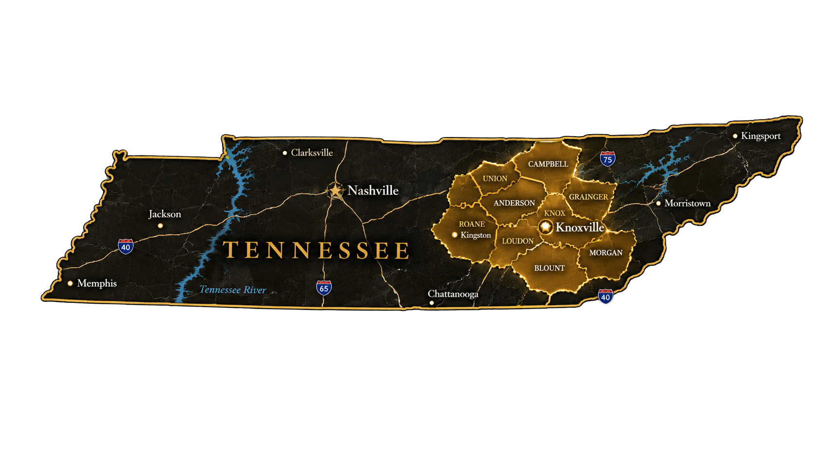 ACE Hardscapes Restoration service area throughout the Greater Knoxville region
