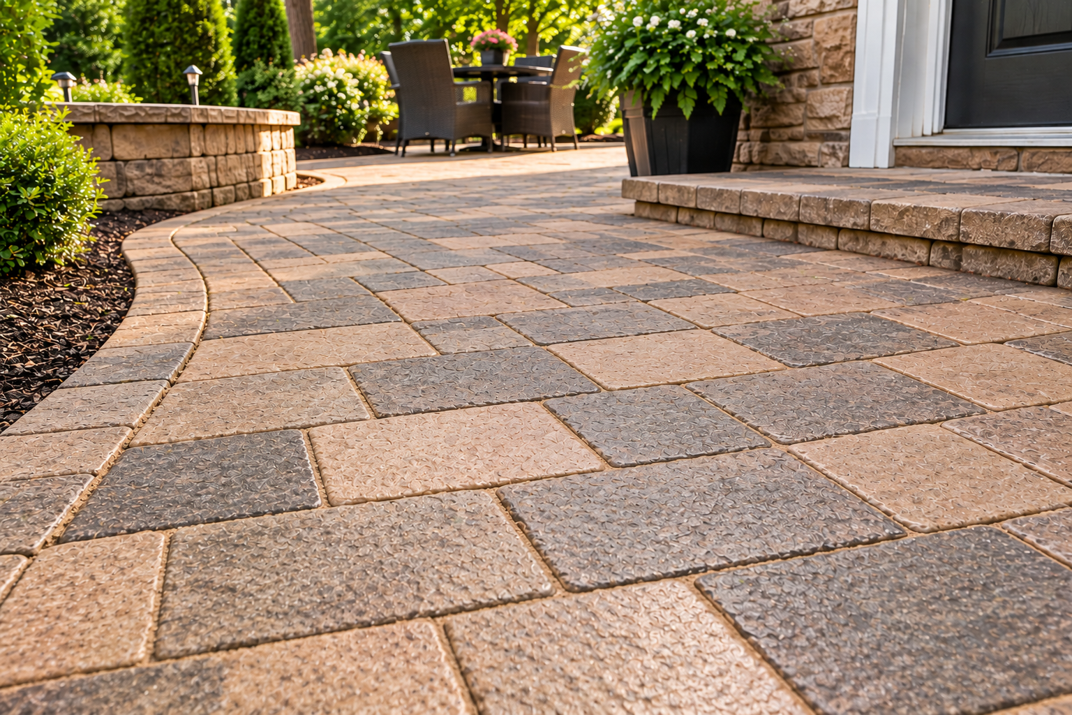 Pavers after repair re-leveling and resetting
