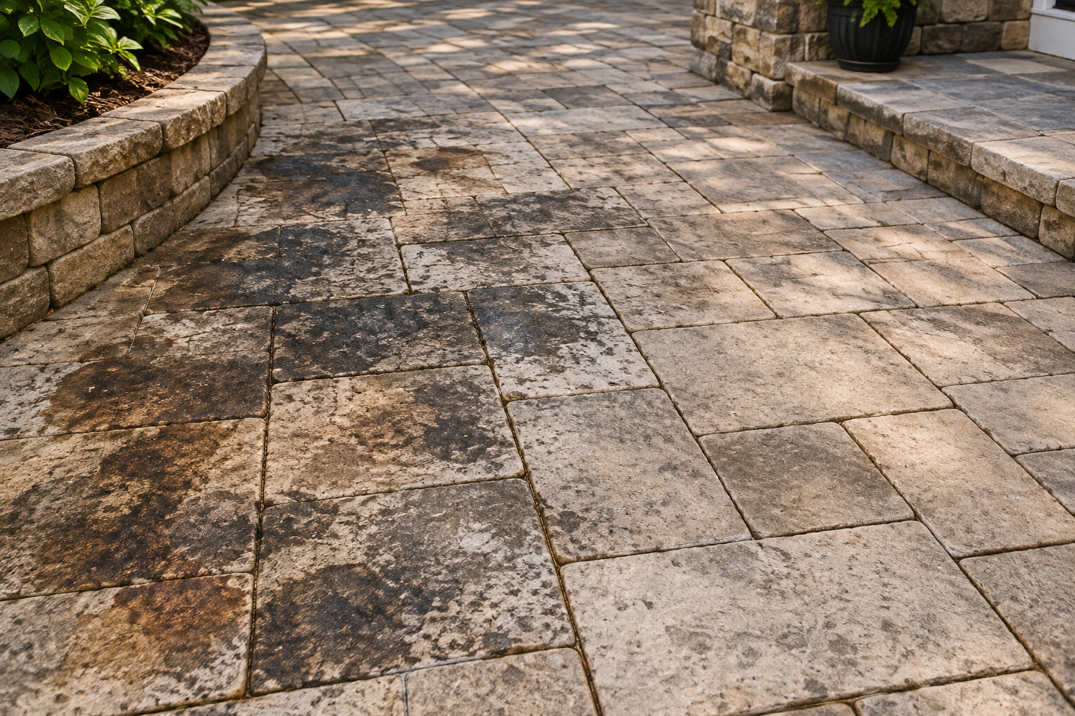 Stained and discolored hardscape pavers